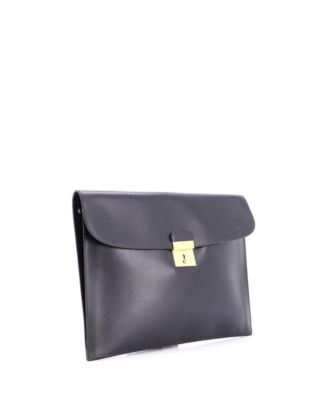  Large Vintage-like Portfolio Clutch Box Calf