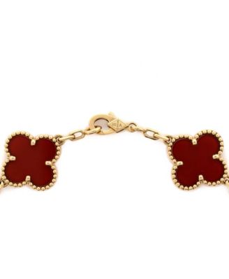  Vintage Alhambra 5 Motifs Bracelet 18K Gold and Carnelian