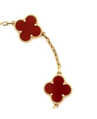 Vintage Alhambra 5 Motifs Bracelet 18K Gold and Carnelian