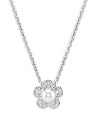 Ariana Grande x Swarovski Crystal & Imitation Pearl Flower Pendant Necklace, 14.87-17.75"