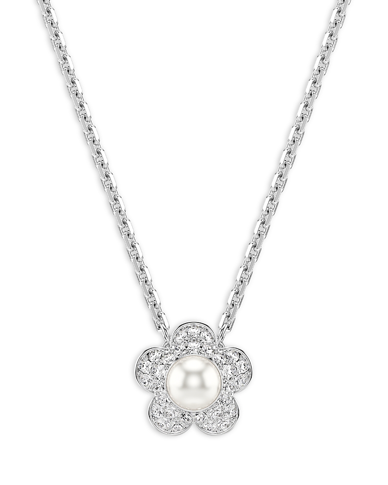 Swarovski Ariana Grande x Swarovski Crystal & Imitation Pearl Flower Pendant Necklace, 14.87-17.75