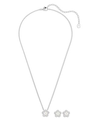 Ariana Grande x Swarovski Crystal & Imitation Pearl Flower Pendant Necklace & Stud Earrings Set
