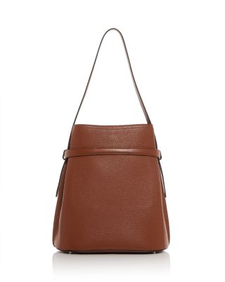 Belted Leather Bucket Bag