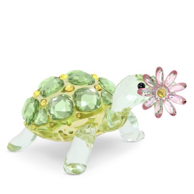 Idyllia Collection Tortoise and Daisy Crystal Figurine