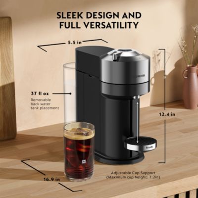 Vertuo Next Deluxe by Breville with Aeroccino Milk Frother, Dark Chrome