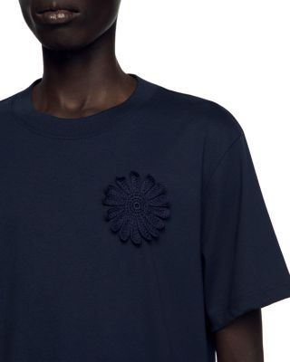 Cotton Crochet Flower Tee