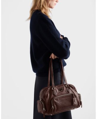  Large Washed Leather Top-Handle Bag