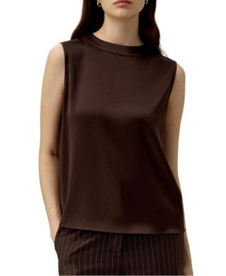  Sleeveless Round Neck Silk Top
