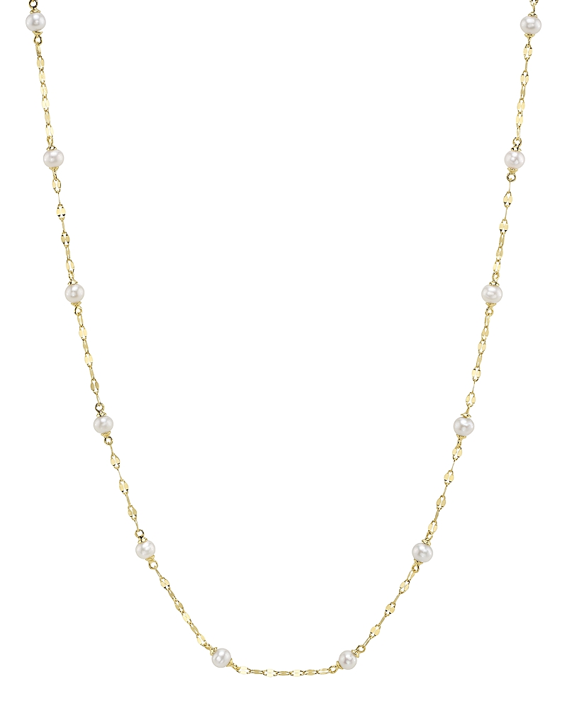 Moon & Meadow 14K Yellow Gold Cultured Pearl Sparkle Chain Necklace, 18