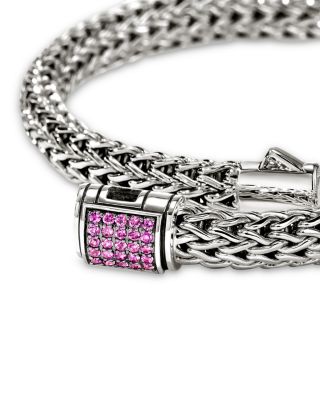 Sterling Silver Icon Amethyst Woven Link Bracelet