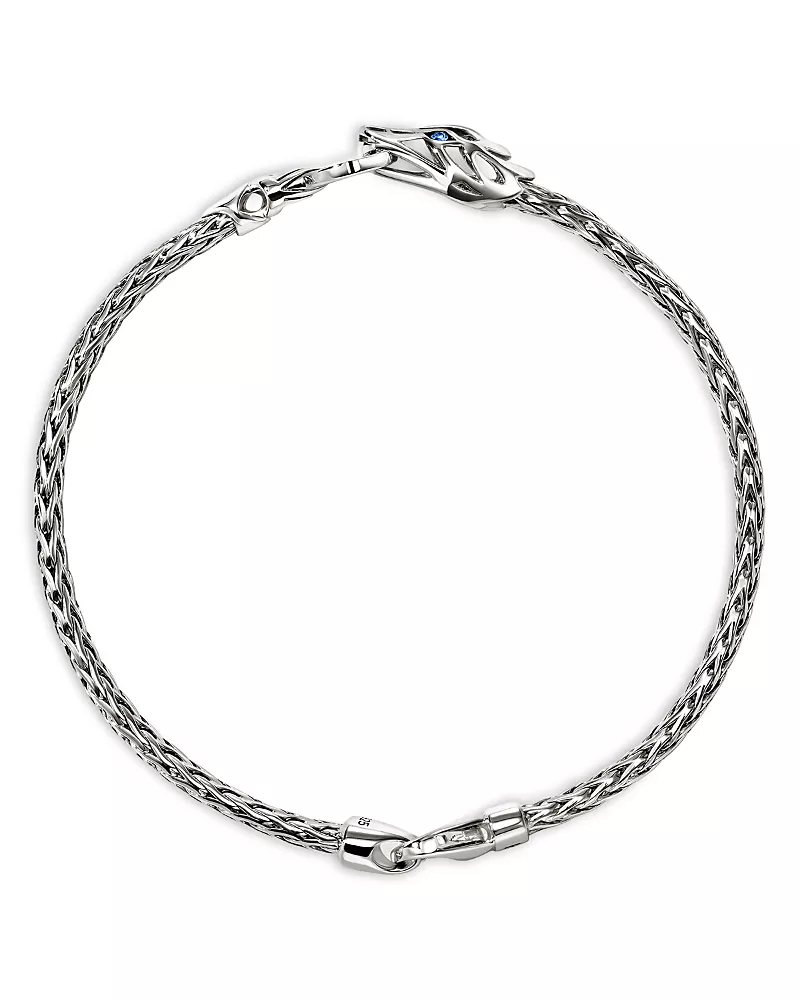 John Hardy Sterling Silver Naga Blue & Black Sapphire Dragon Chain Bracelet