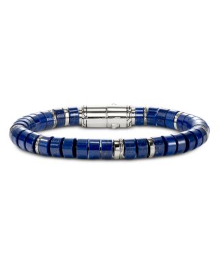 Sterling Silver Heishi Lapis Lazuli Bead Bracelet