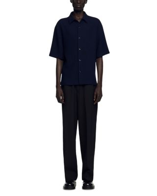 Textured Shark Collar Shirt