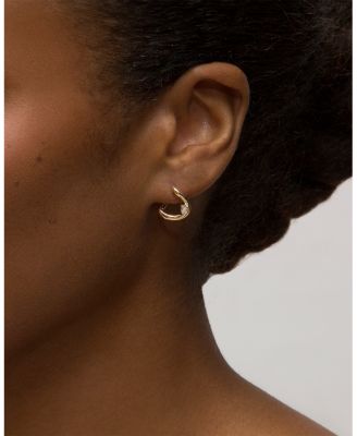 Certified Lab Grown Diamond Pear Gaudi Curve Huggie Hoop Earrings in 14K Yellow Gold, 0.2 tcw