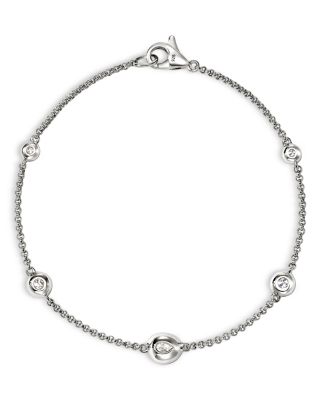 Sterling Silver Lovestruck™ Lab Grown Diamond Bezel Station Chain Bracelet