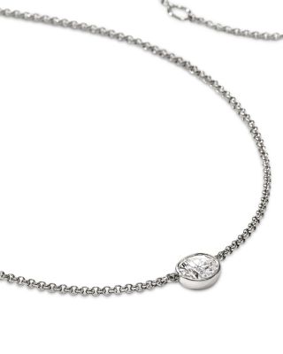  Sterling Silver JH Lovestruck™ Lab Grown Diamond Solitaire Bezel Pendant Necklace, 16-18"