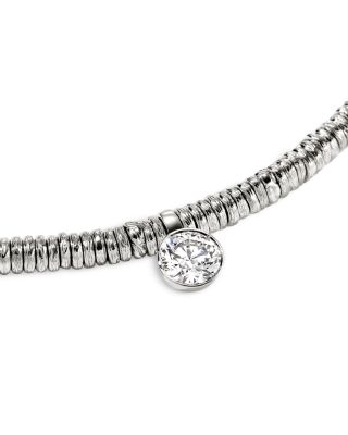 Sterling Silver JH Lovestruck™ Lab Grown Diamond Solitaire Bezel Heishi Bead Pendant Necklace, 18"