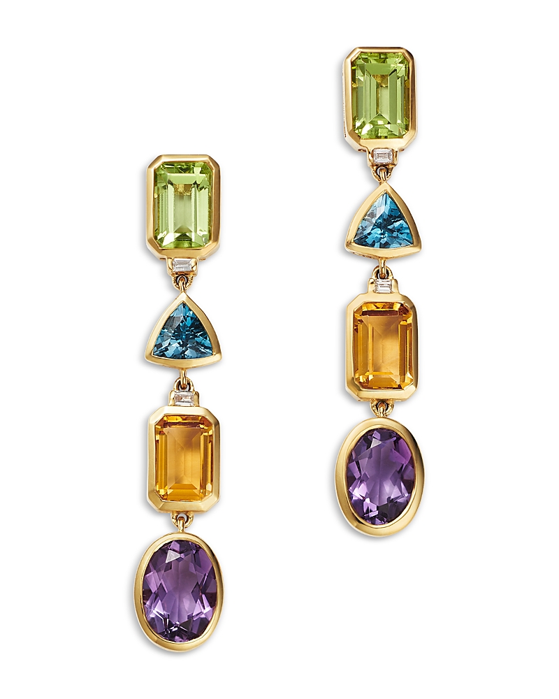 Bloomingdale's Fine Collection Multi Gemstone Mixed Cut & Diamond Accent Drop Earrings in 14K Yellow Gold