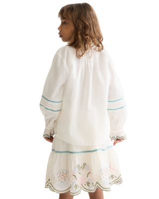 Girls' Embroidered Cuff Long Sleeve Cotton Shirt - Little Kid, Big Kid