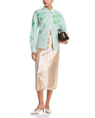 Sequinned Pointelle Blouse