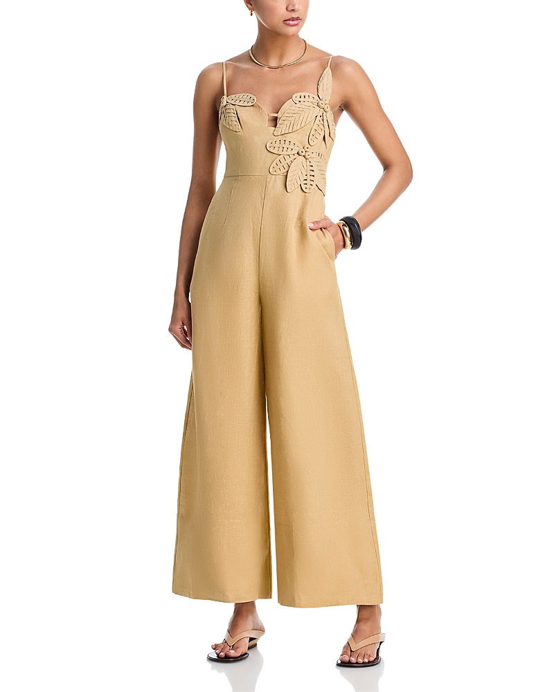 Farm Rio Floral Applique Wide Leg Jumpsuit
