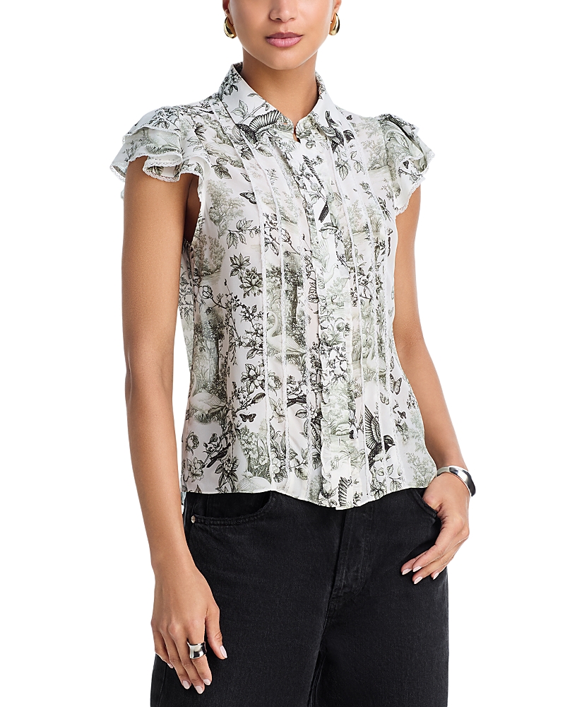 Alice and Olivia Minda Ruffle Sleeve Blouse