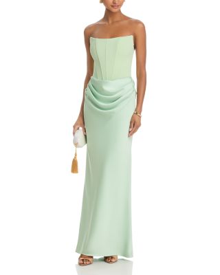 Long Scuba Strapless Gown - Exclusive