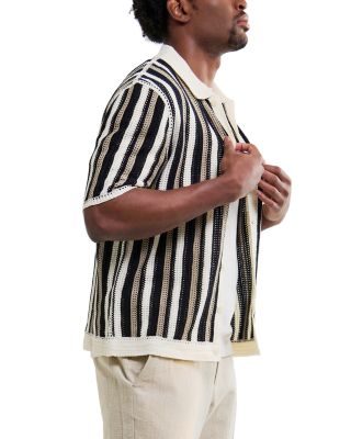 Porto Stripe Crochet Polo Shirt