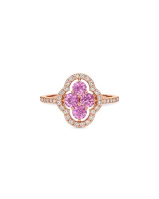 18K Yellow Gold Maison Pink Sapphire & Diamond Halo Ring