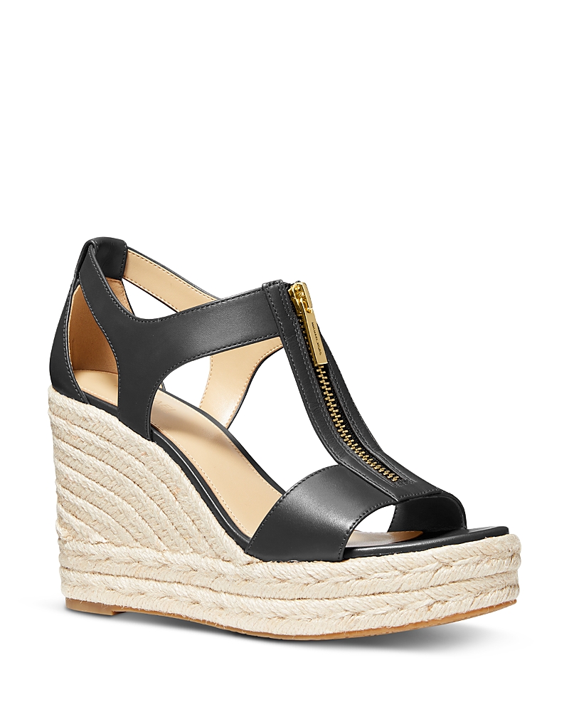Michael Michael Kors Women's Berkley Front Zip Espadrille Wedge Heel Platform Sandals