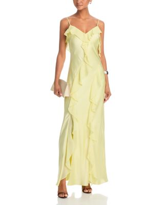 Long Satin Ruffled Gown - Exclusive