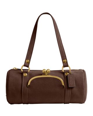 Kisslock Medium Suede Barrel Bag