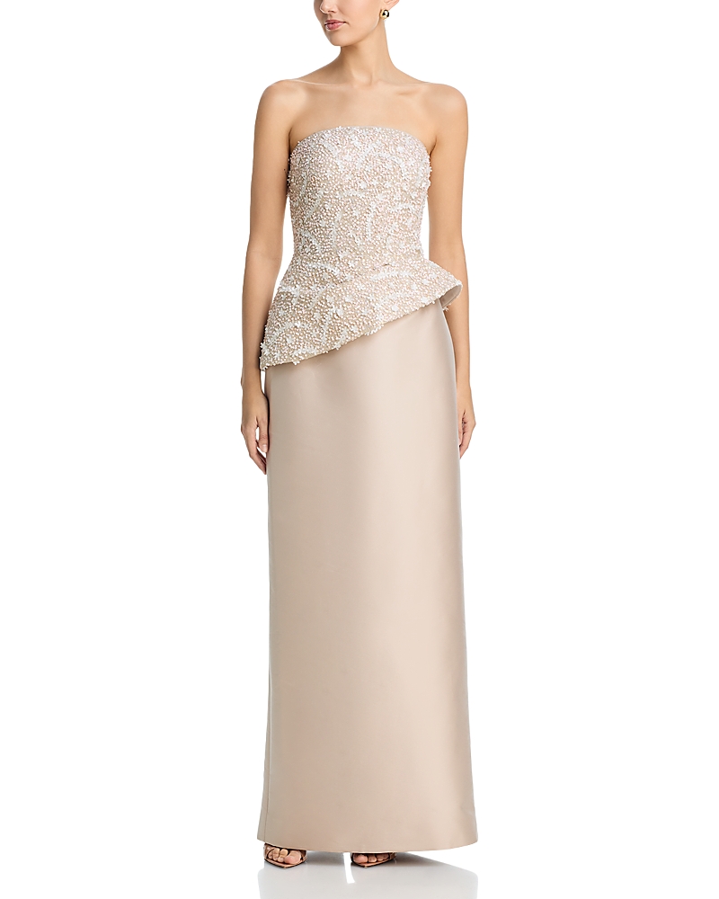 Teri Jon by Rickie Freeman Beaded Peplum Gown