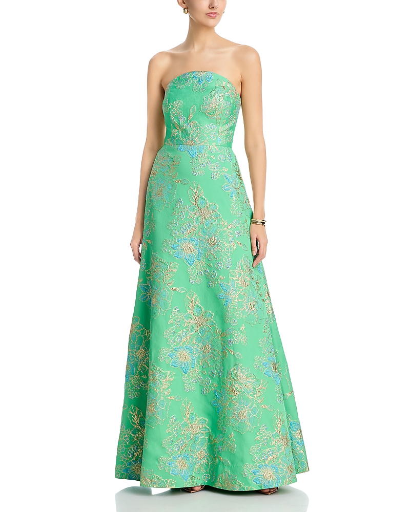 Teri Jon by Rickie Freeman Met Floral Jacquard Gown