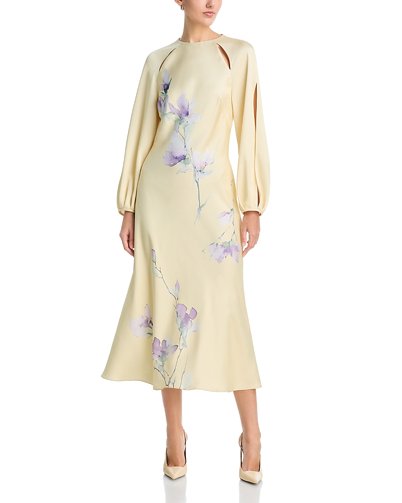 Teri Jon by Rickie Freeman Satin Slit Sleeve Dress