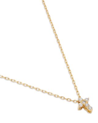 Diamond Mini Cross Pendant Necklace in 14K Gold, 0.12 tcw