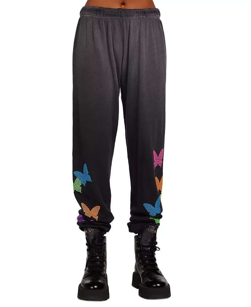 Lauren Moshi Hezly Tanzy Neon Stud Butterflies Jogger