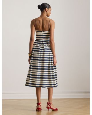 Striped Satin Sleeveless Cocktail Dress
