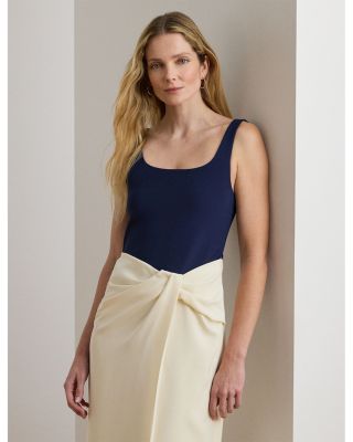 Two Tone Ottoman & Crepe Sleeveless Gown