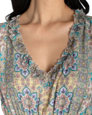 Sleeveless Ruffle Front Woven Maxi Dress