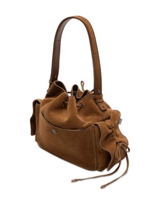 Multipocket Suede Bucket Bag