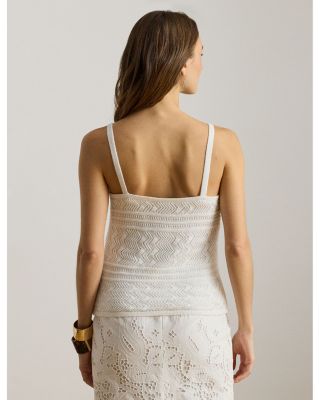 Pointelle Knit Linen-Blend Sweater Tank Top