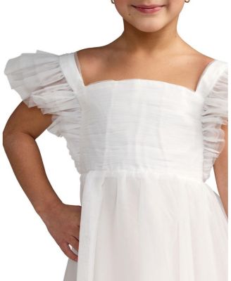  Girls' Ruffle Shoulder Tulle Dress - Little Kid, Big Kid