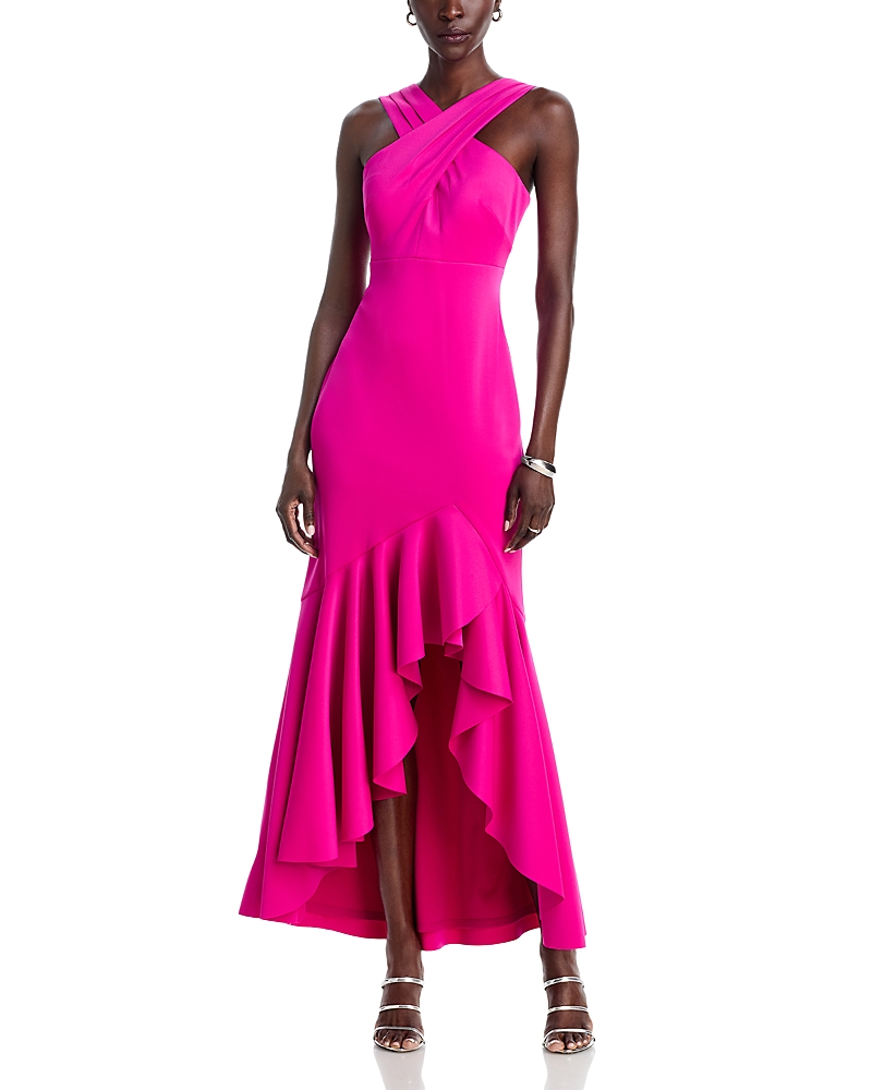 Eliza J Halter Neck Empire Waist Hi Lo Gown