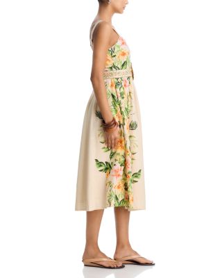 Belted Floral Midi Dress