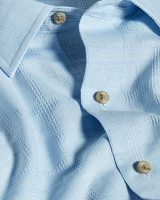 Cotton Linen Jacquard Short Sleeve Shirt