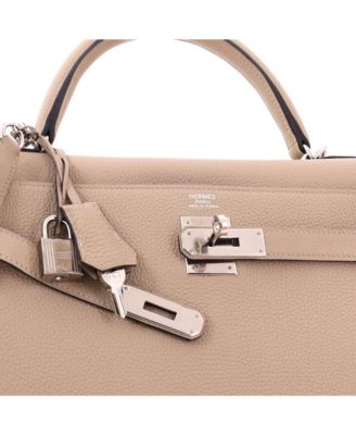 Kelly 32 Handbag Light Togo with Palladium Hardware