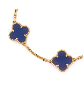 Vintage-Like Alhambra 5 Motifs Bracelet 18K Gold and Agate