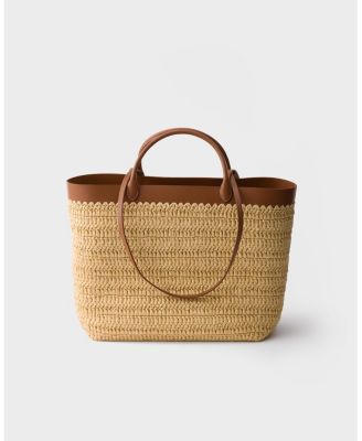 Medium Crochet and Leather Tote Bag