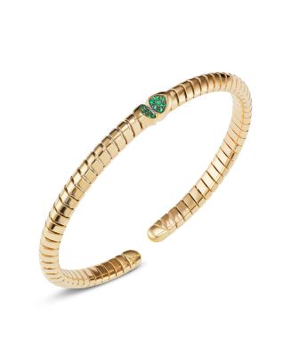 18K Yellow Gold Trisolina Emerald Pav&eacute; Coil Cuff Bracelet